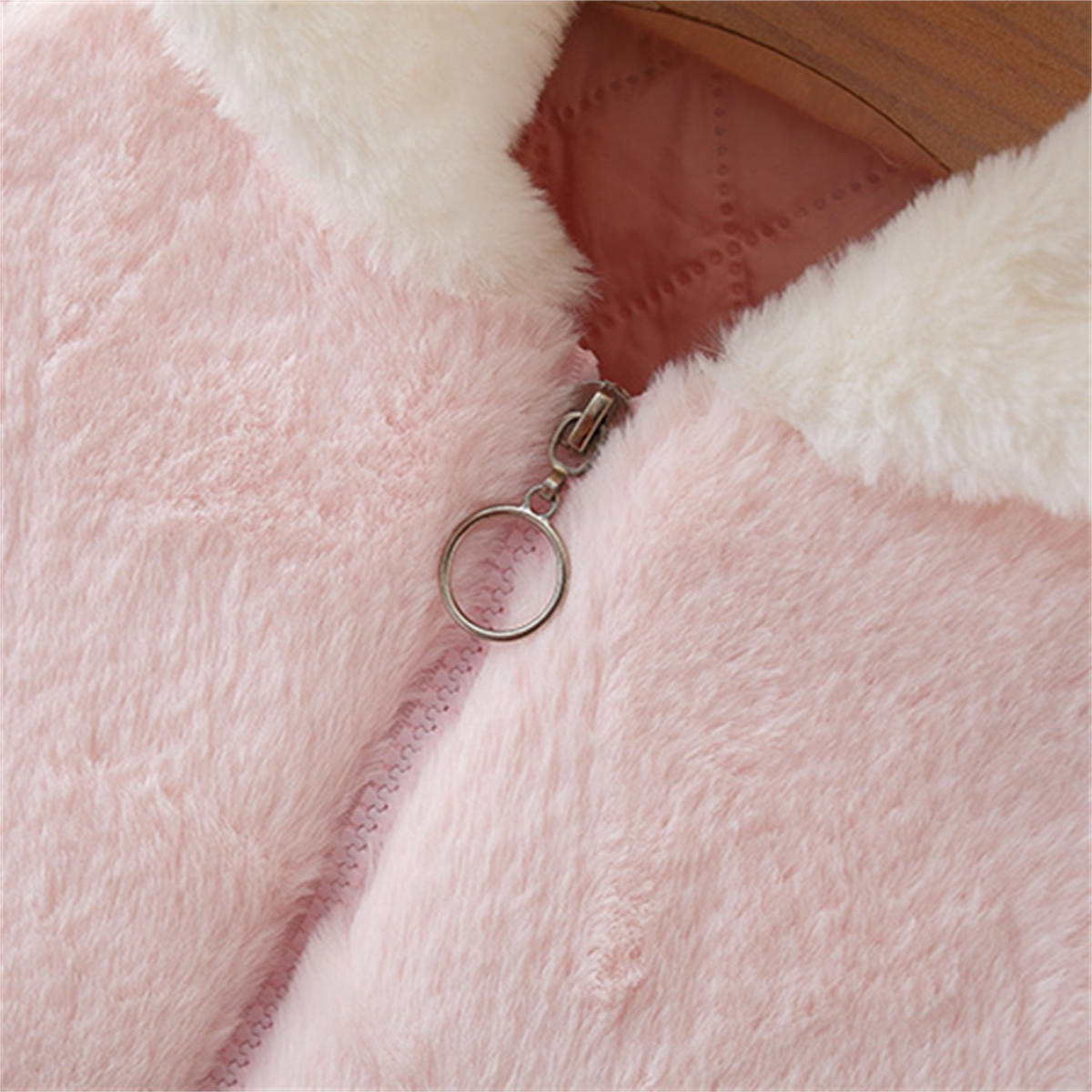 Girls' winter fur coat with hoodie