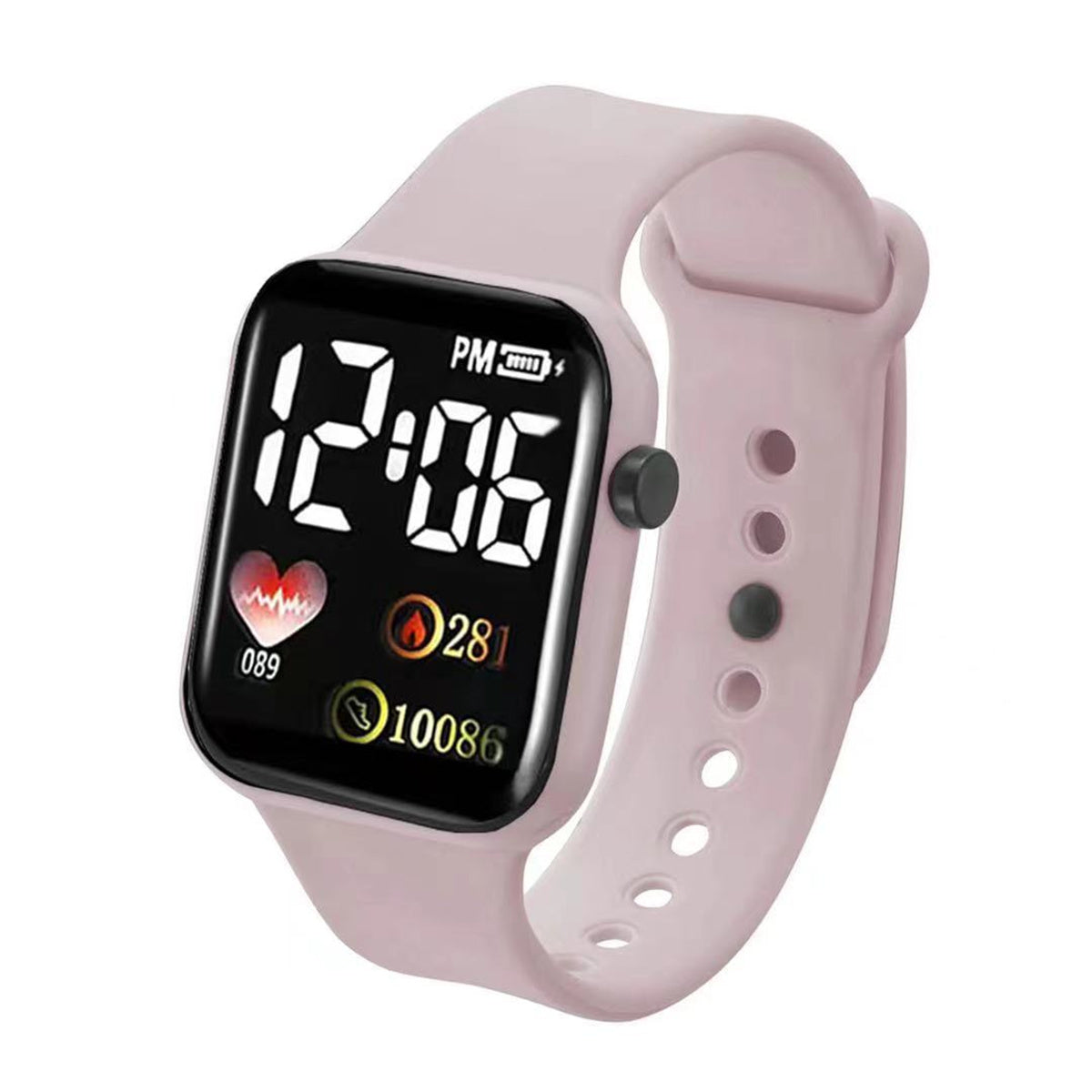 Children's and boys' casual sports style love heart small square electronic watch