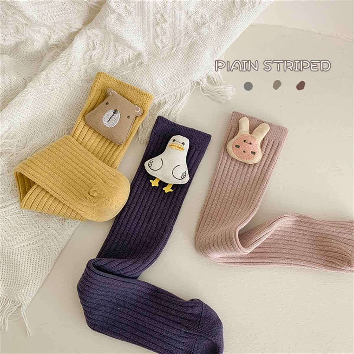 Children's cute doll pattern cute cartoon style calf socks mid-tube socks