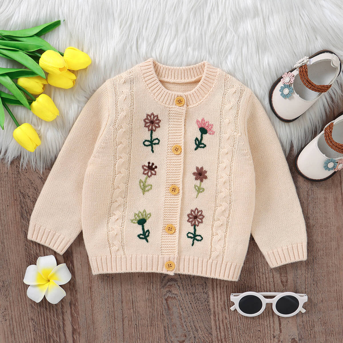 Baby knitted embroidered cardigan