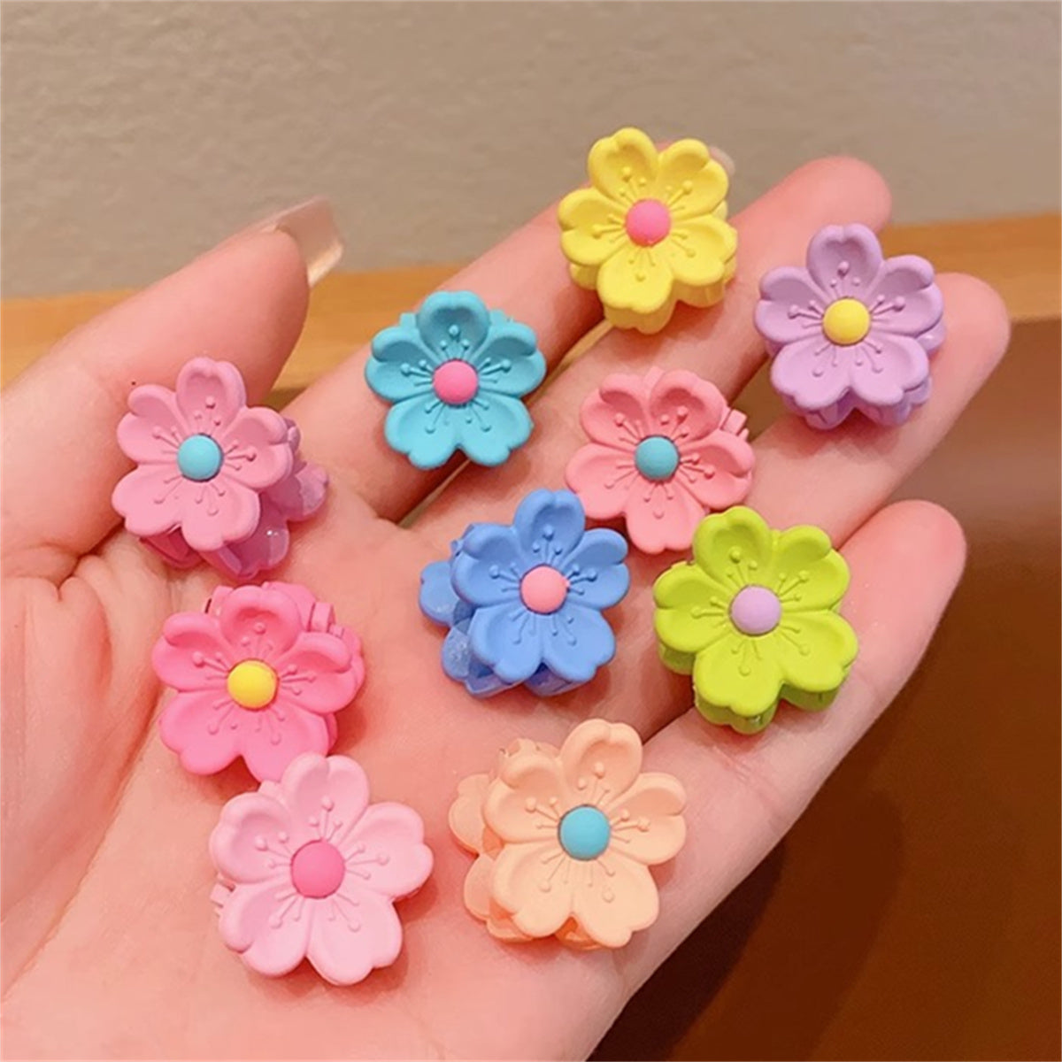 Children's 10-piece 3D flower hairpins