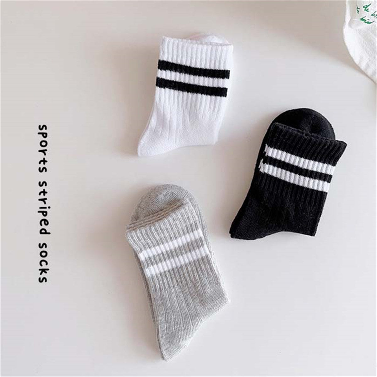 Children's spring and autumn casual college style parallel bars men's and women's short socks