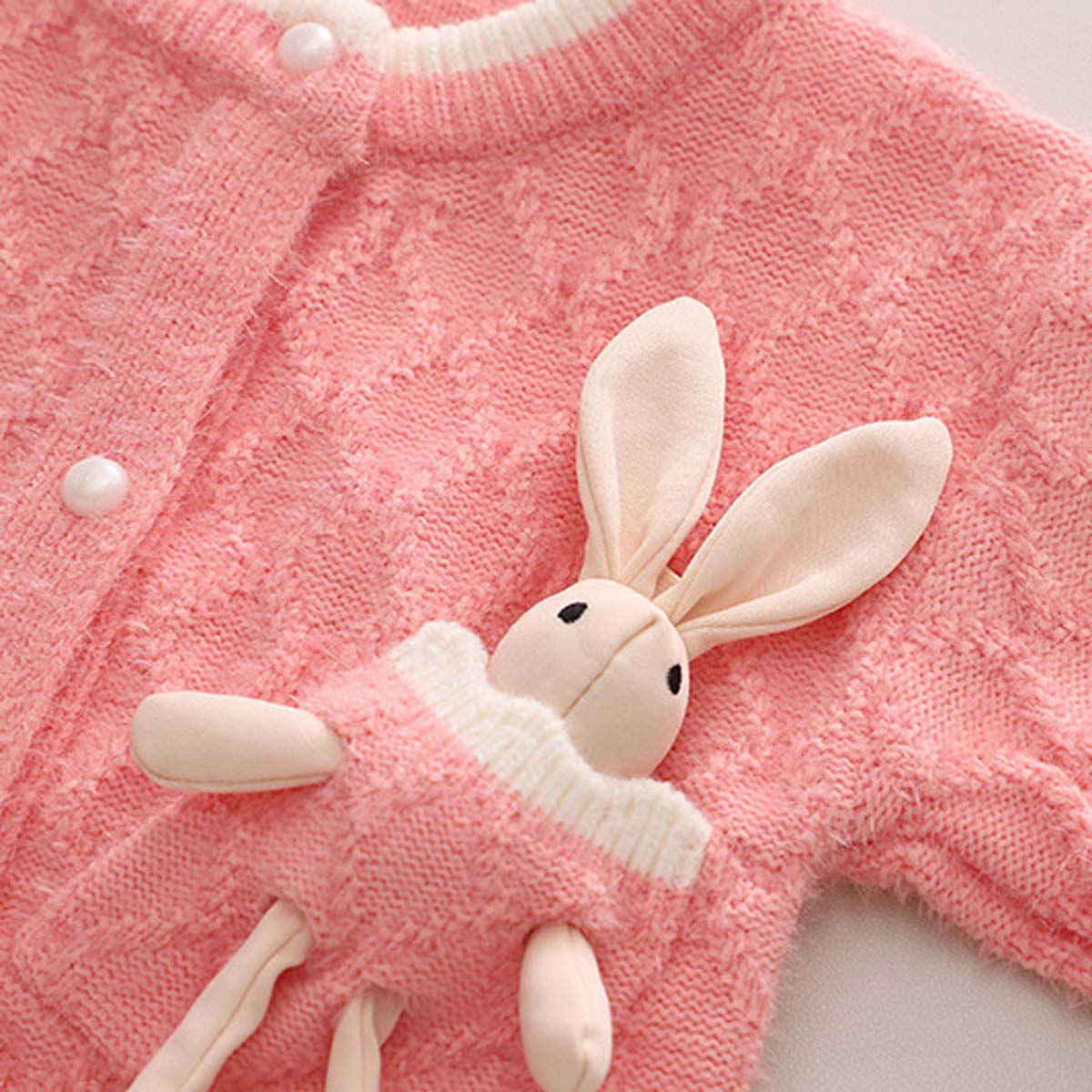 Girls Sweater Thickened Autumn and Winter Cartoon Pocket Rabbit Coat Baby Girl Cute Tops Western Style Sweater Cardigan