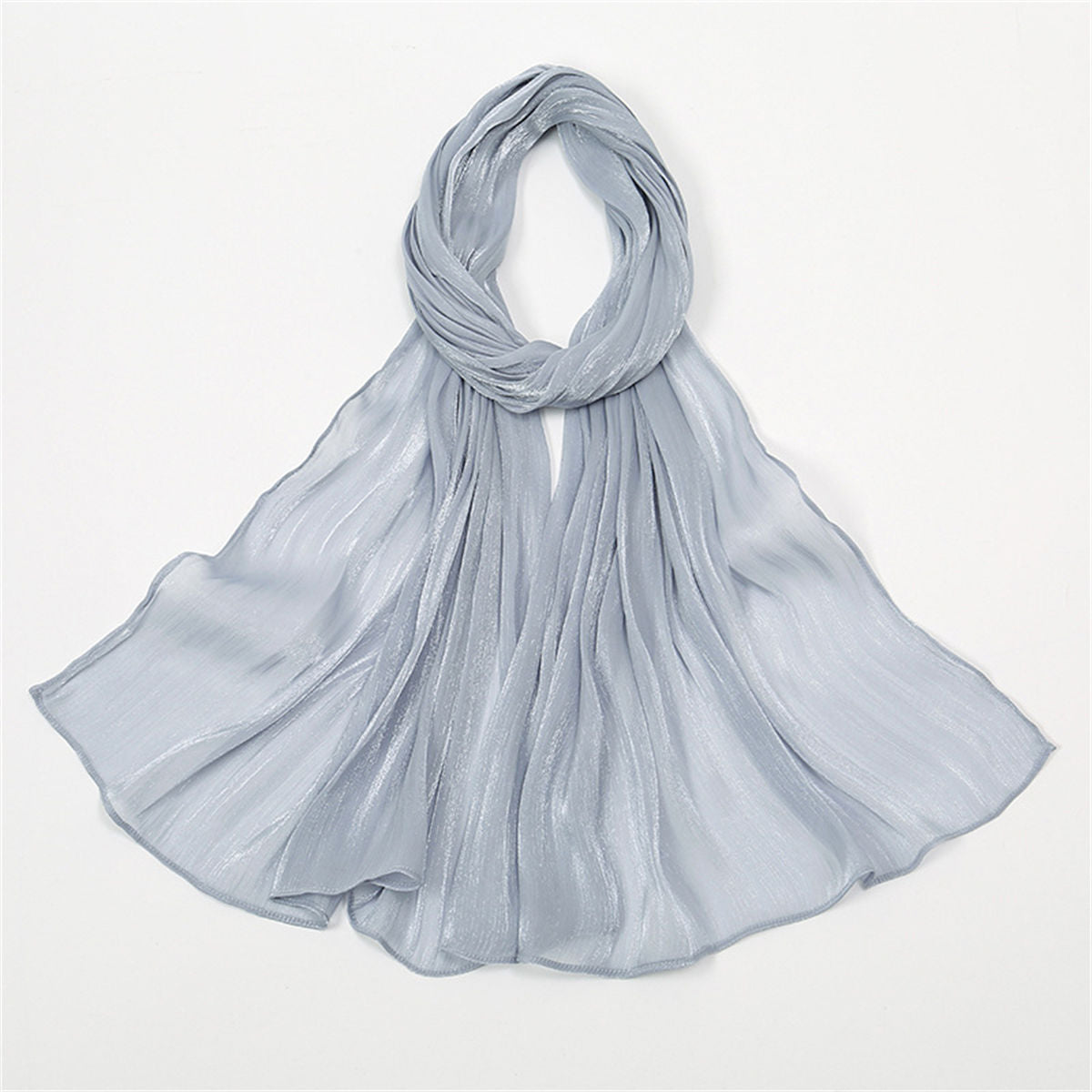 Women&#39;s solid color simple style breathable bright silk chiffon scarf