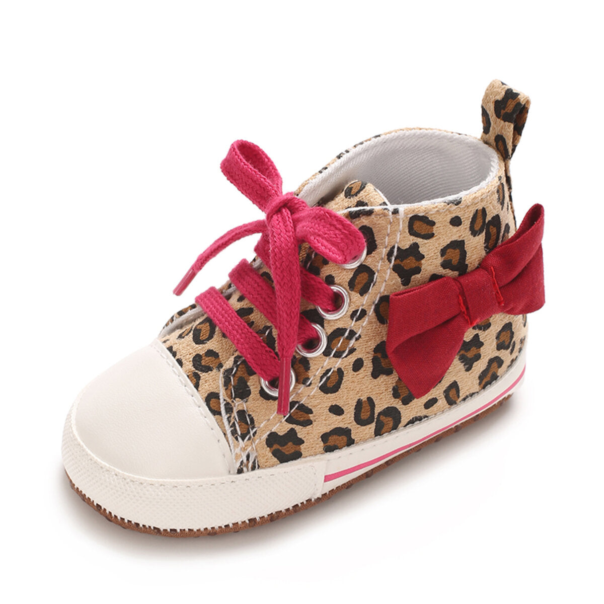 Baby high top leopard print canvas shoes