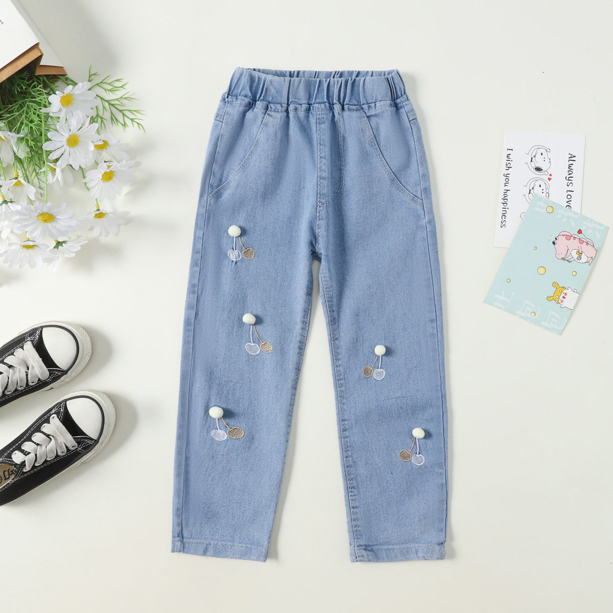 New Spring and Autumn Girls Harem Jeans Small and Medium Children's Fashion Trousers Loose Casual Pants