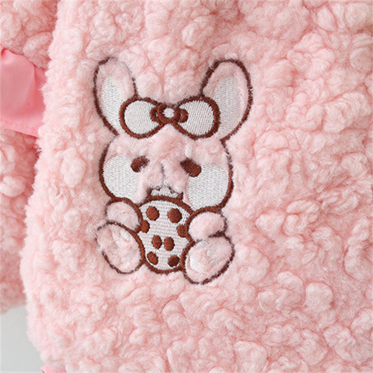 Girls autumn and winter plush rabbit hat coat cotton coat