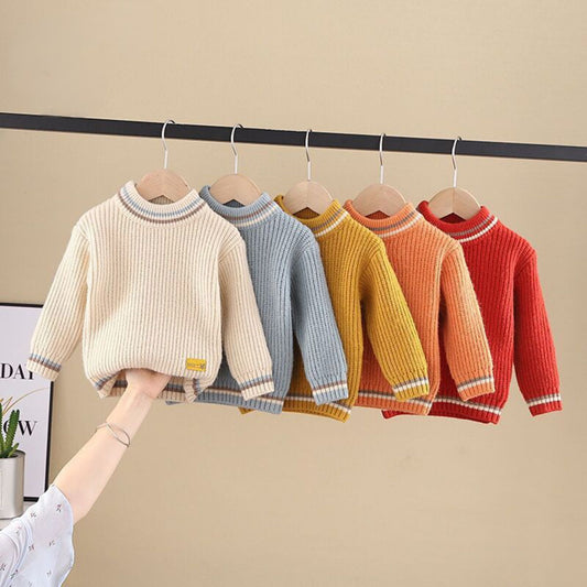 Children's sweater pullover boy knitted round neck toddler girl bottoming shirt