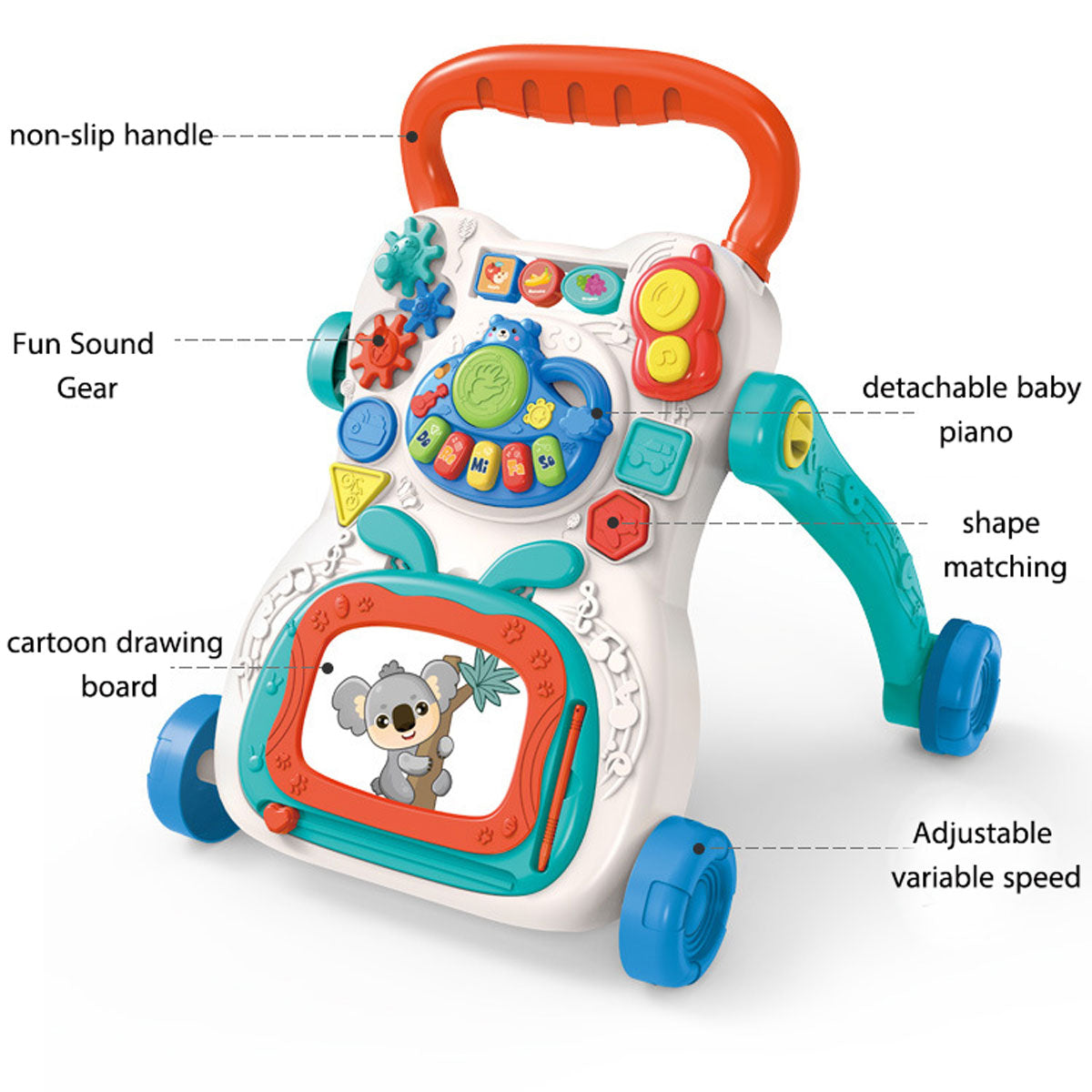 Baby push toddler toy children's music sliding baby anti-rollover multifunctional walker