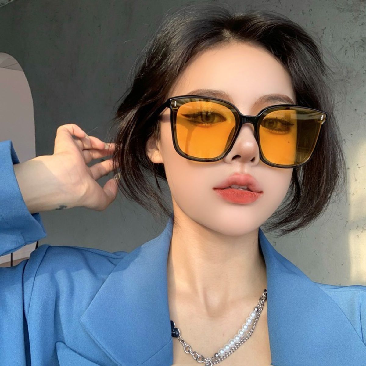 Adult fashion style square frame large frame anti-ultraviolet sun protection sunglasses