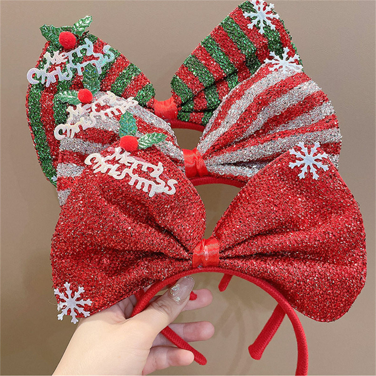 Children's Christmas red cute funny style bow headband does not hurt the hair