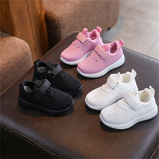 Children's and boys' solid color simple style flying woven sports shoes