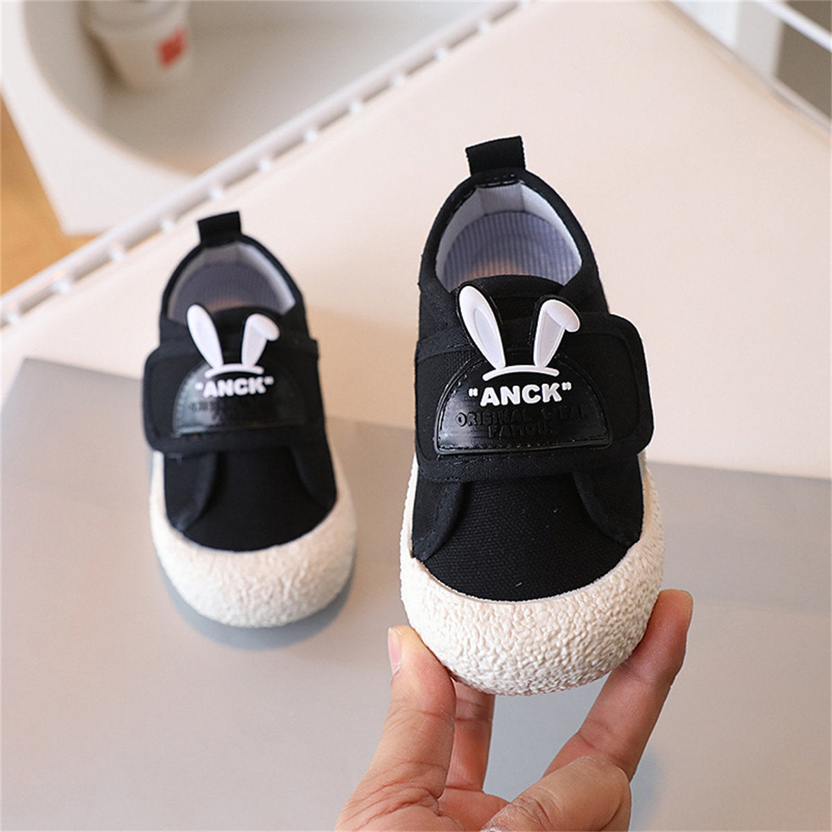 Toddler girl's cute rabbit letter style casual versatile soft bottom low top canvas shoes