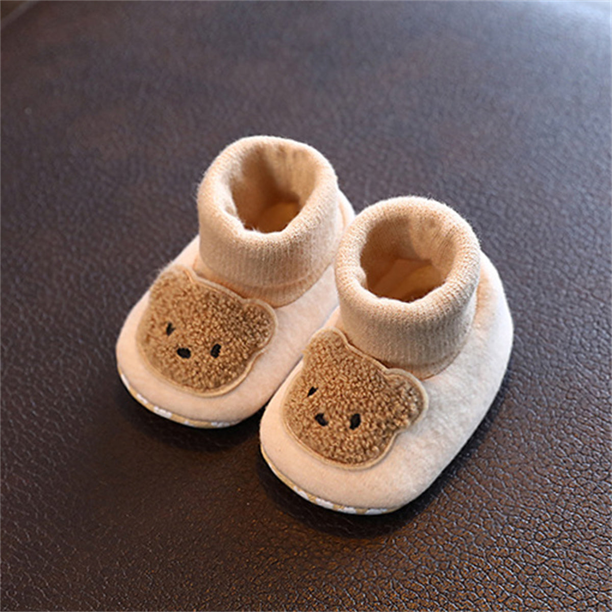 Baby and children's plush bear autumn and winter style plush comfortable soft sole cotton shoes