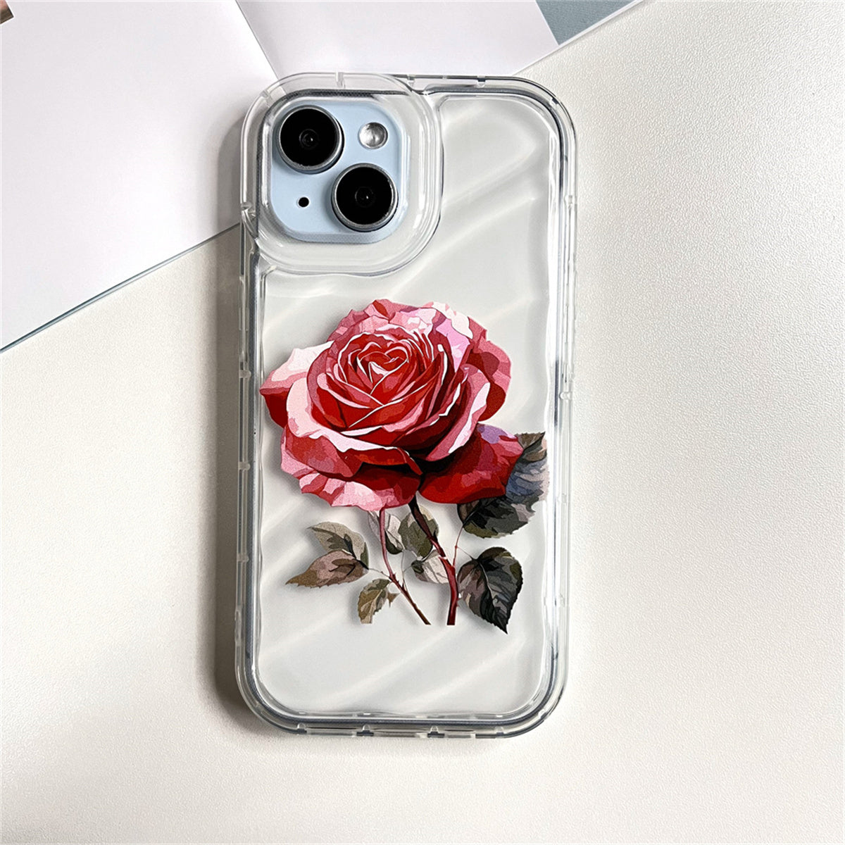 Apple transparent soft shell water ripple elegant ladies rose mobile phone case