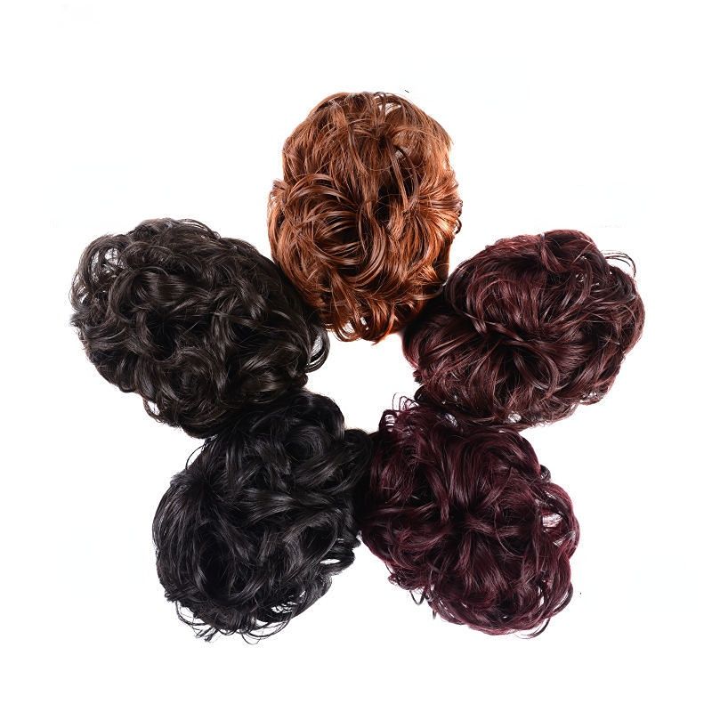 Wig women's clip-on hair band, bun, hair bun, short curly hair, clip-on flower bud head, fluffy big hair band