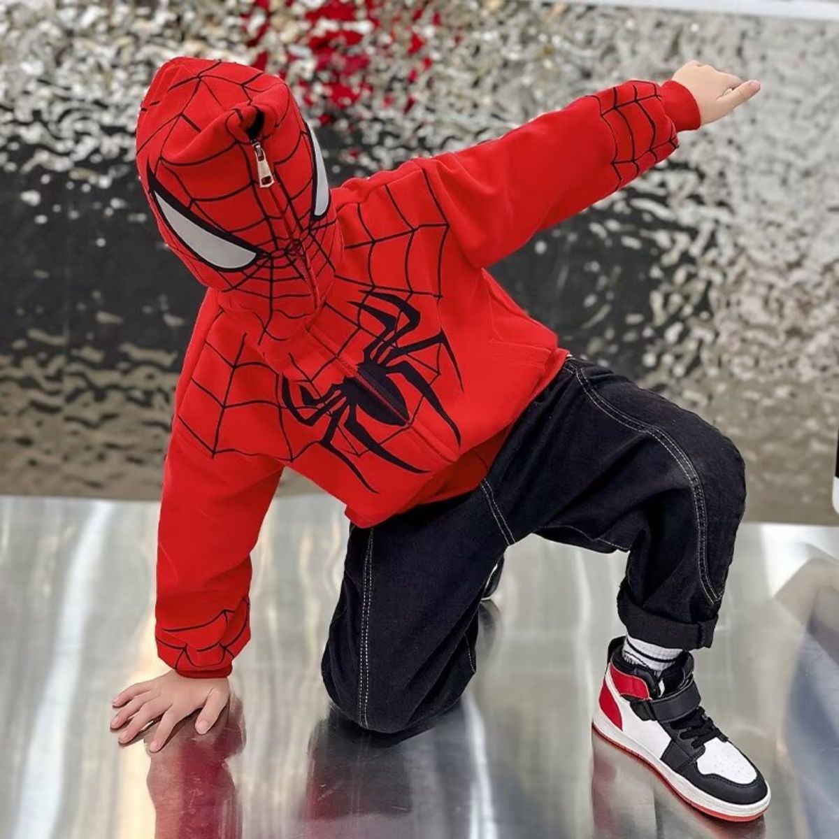 Boys Spiderman Children's Long Sleeve Sweater Children's Clothing Boys Jacket New Style Little Boy Regular Hooded Clothes