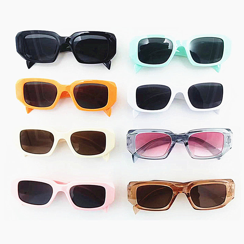 Fashionable and versatile polygonal UV-proof narrow-frame wide-rimmed sunglasses for children and boys