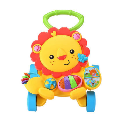 2-in-1 Musical Piano Lion Baby Push Walker with Interactive Activity Toys
