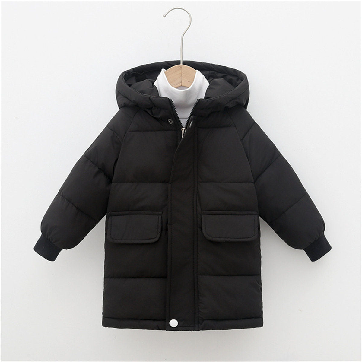 Winter solid color simple style short cotton coat for boys and girls