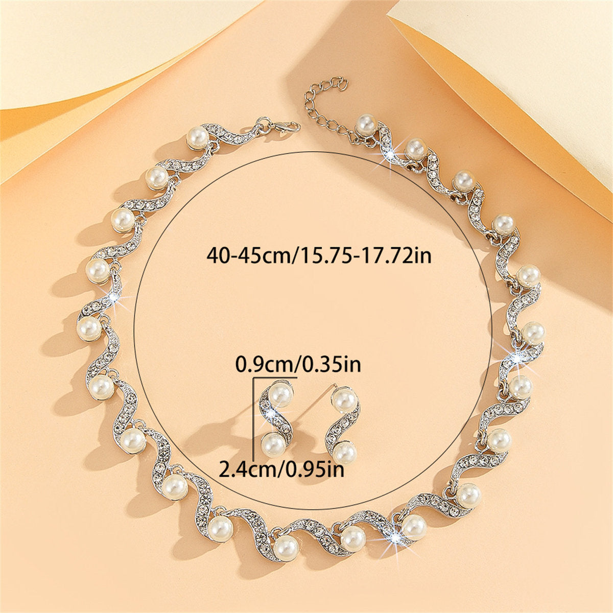 Women's 2-piece vintage elegant style sparkling pearl series bridal wedding accessories jewelry set