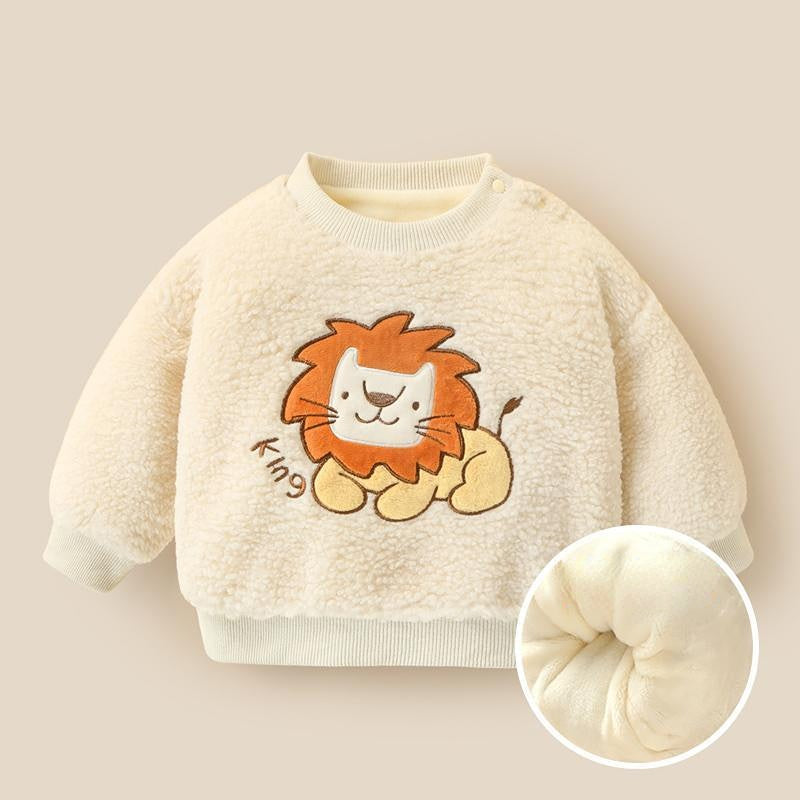 Plush and thickened baby winter clothing cartoon lamb wool pullover sweater