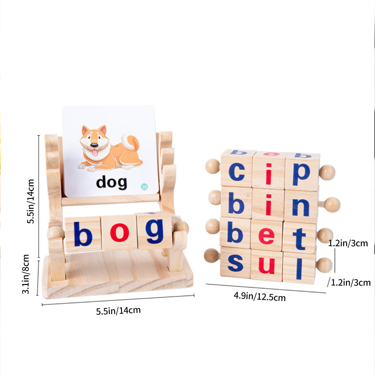 Deer vowel spelling word game for young children early childhood education puzzle letter recognition matching wooden toys