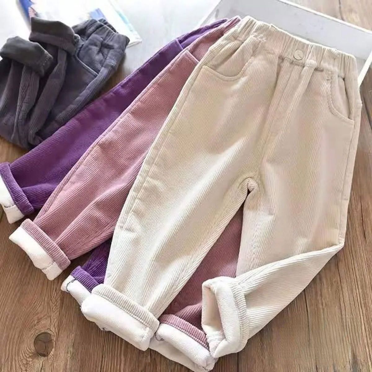 Girls autumn and winter thickened corduroy pants