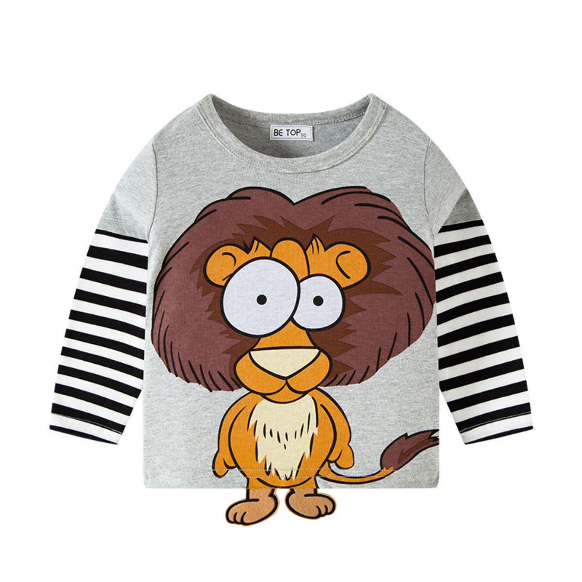 Striped Sleeve 3D Cartoon T-shirt