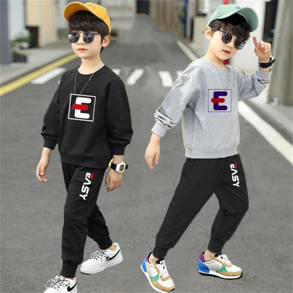 Fashionable sports sweatshirt long-sleeved suit for middle and older boys