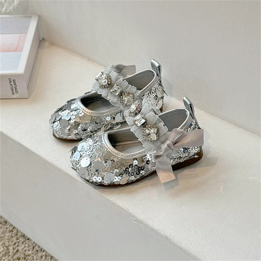 children's princess shoes sequin leather shoes