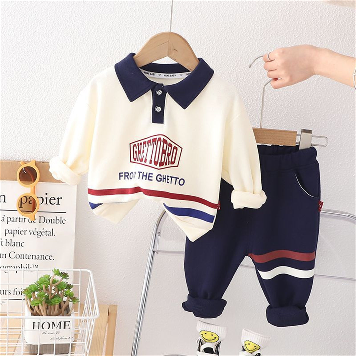 Spring and autumn boys' versatile two-piece sweatshirt