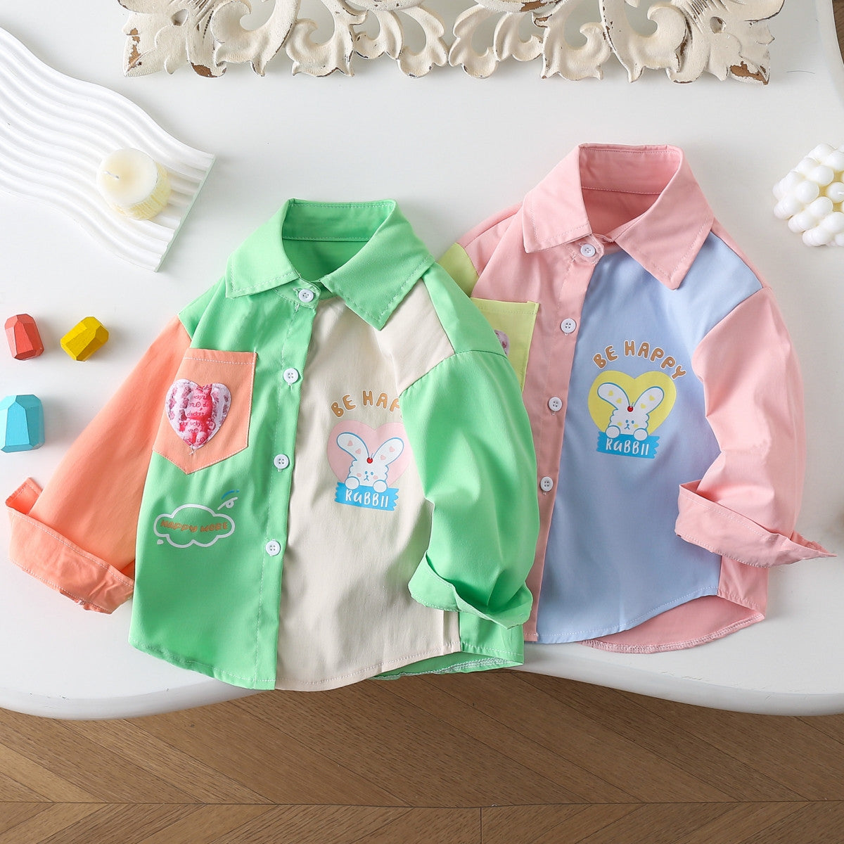 Autumn long-sleeved loose shirt for small and medium-sized children and girls