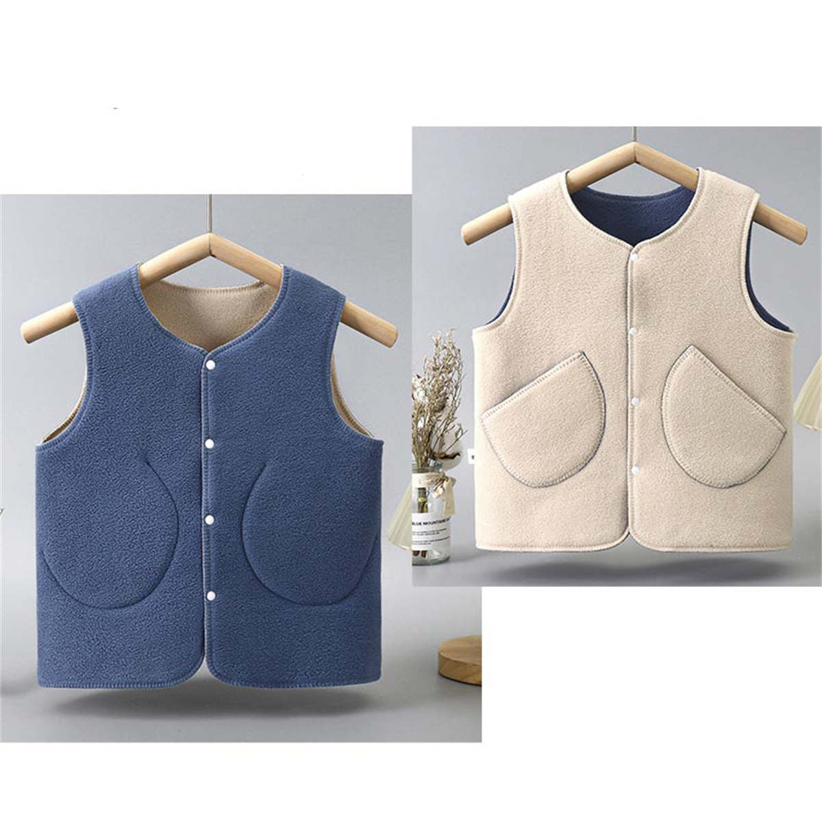 Children&#39;s autumn and winter polar fleece double-sided velvet vest