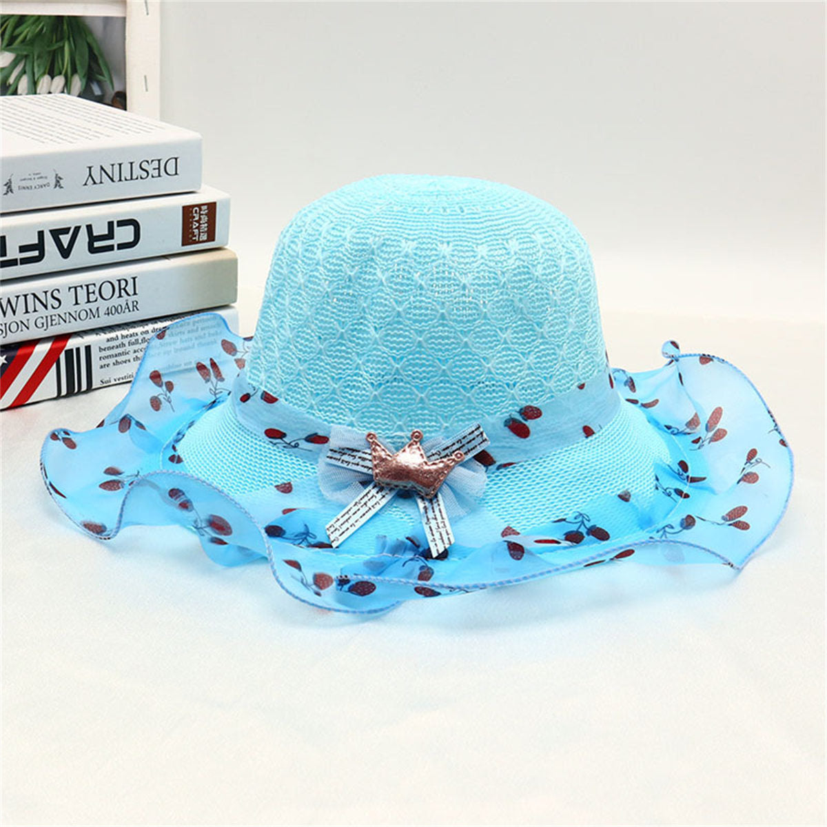 Children's mesh crown straw hat