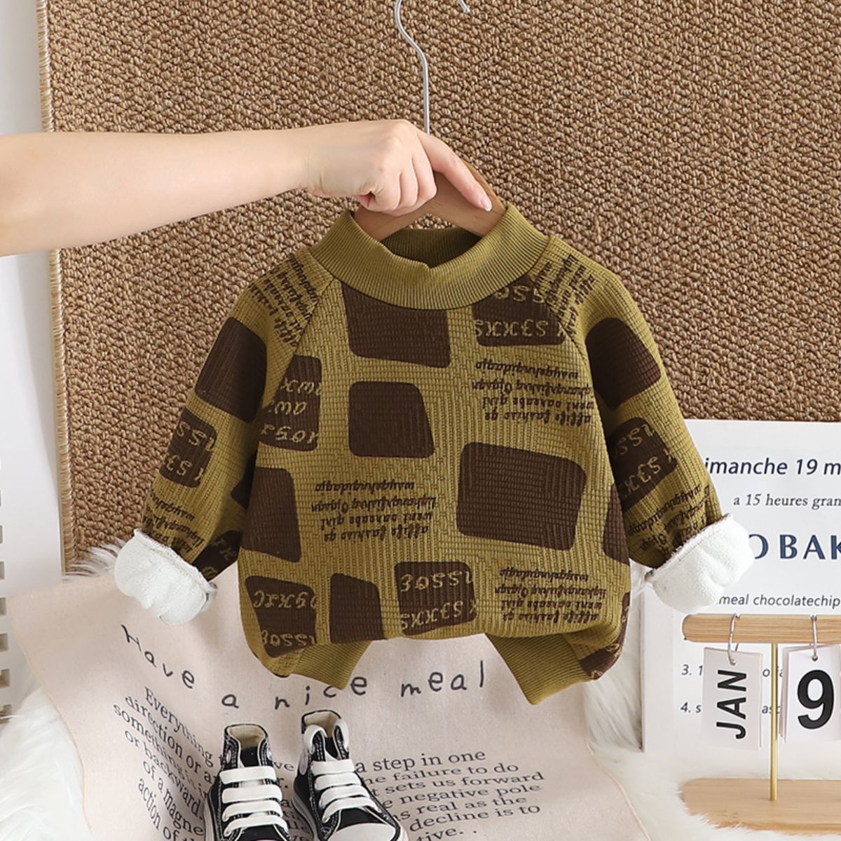 Boys' winter fleece long-sleeved sweatshirt