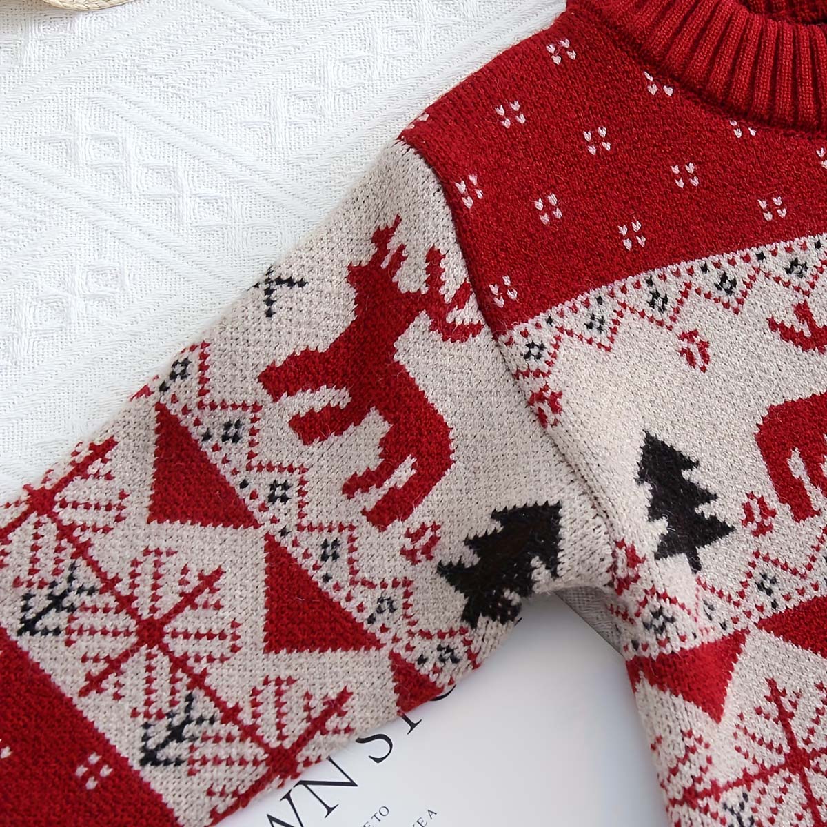 Boys and girls sweaters autumn and winter new Christmas tree red tops knitted pullovers