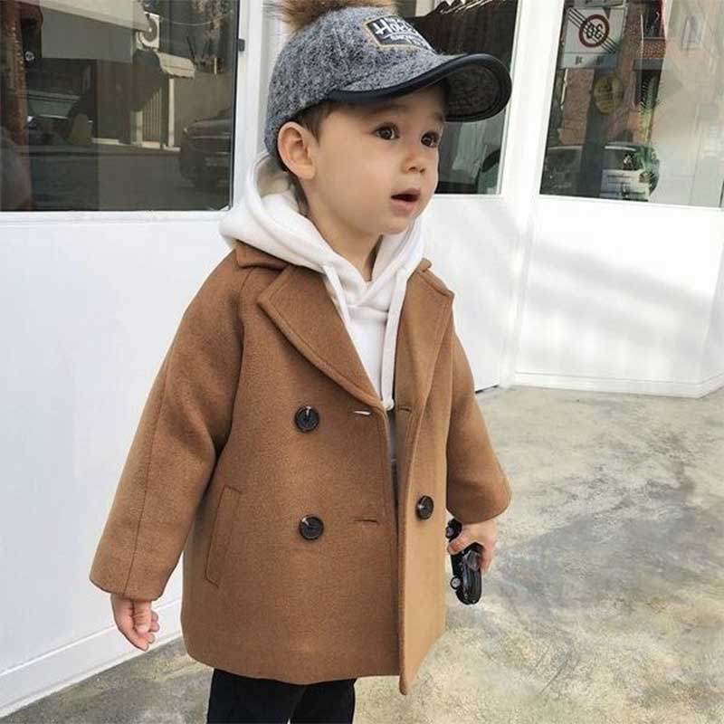 Boys' Korean style autumn British style woolen coat for small and medium-sized children