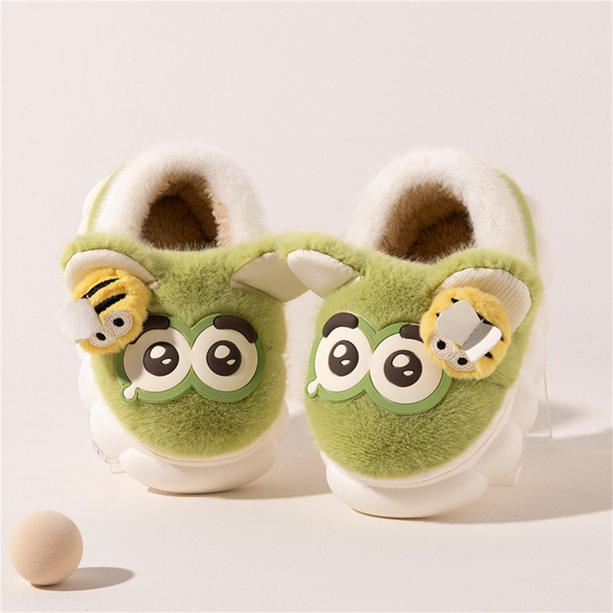 Children's autumn and winter cute cartoon big-eyed dolls indoor warm cotton slippers