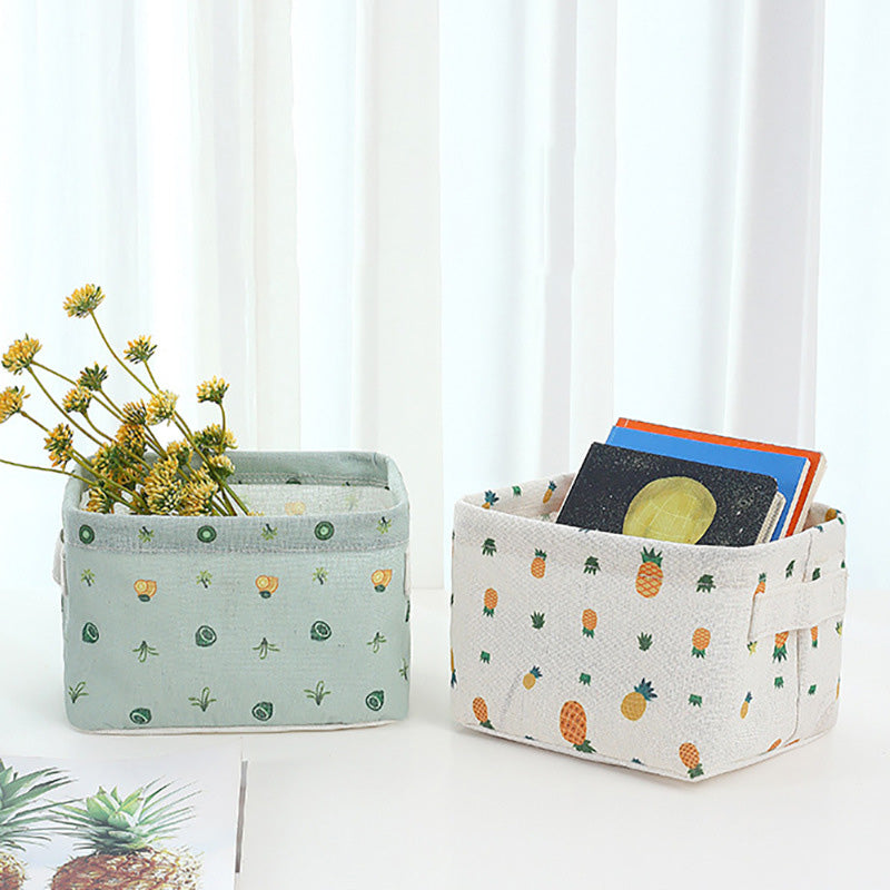 Fabric Storage Basket Household Desktop Cosmetics Collapsible Storage Box