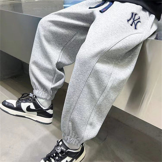 Knitted children's pants solid color sports sweatpants for middle and large children