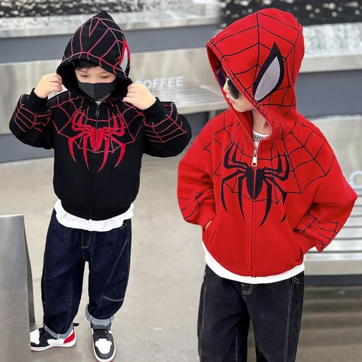 Boys Spiderman Children's Long Sleeve Sweater Children's Clothing Boys Jacket New Style Little Boy Regular Hooded Clothes