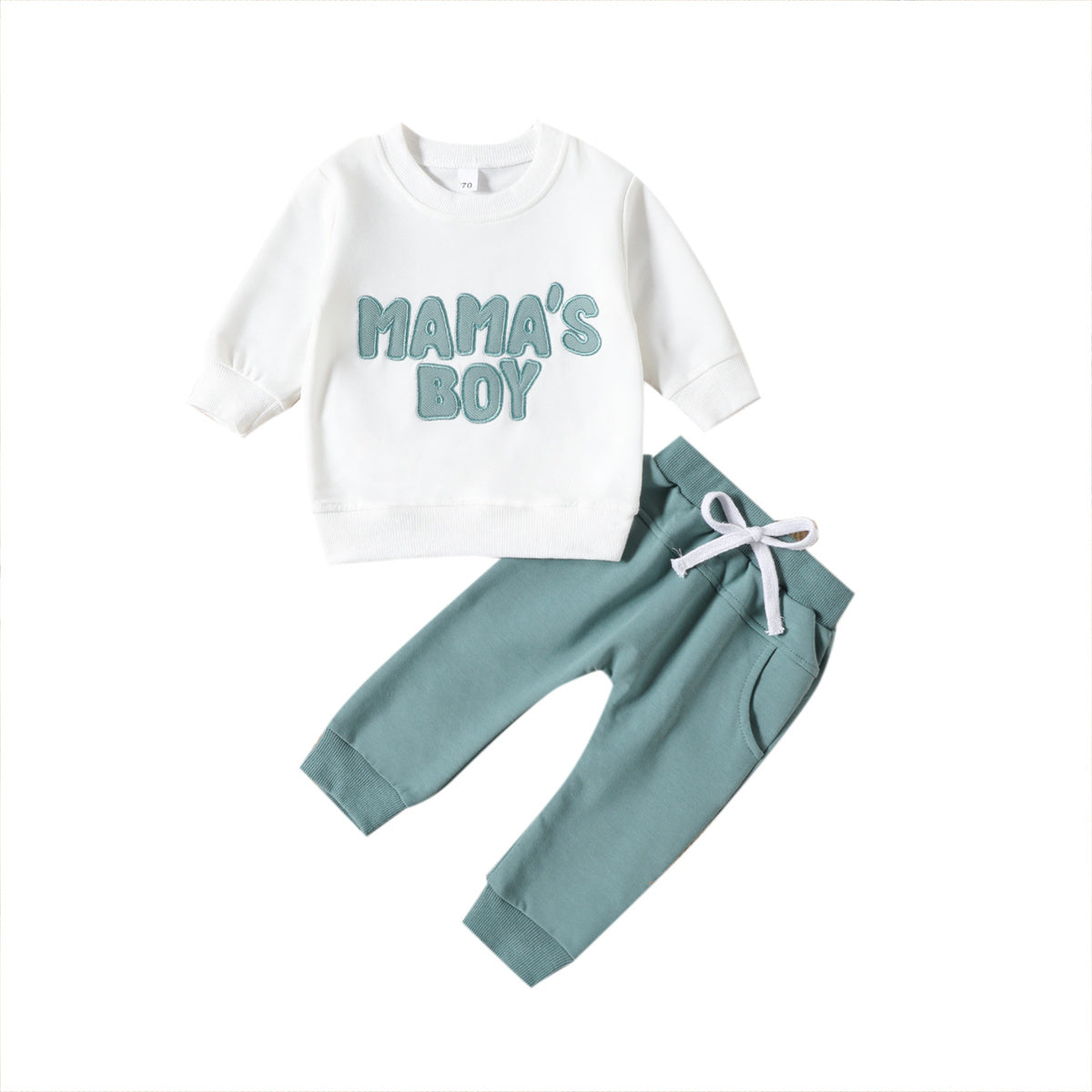 Children's letter embroidered sports sweatshirt solid color trousers infant two-piece suit