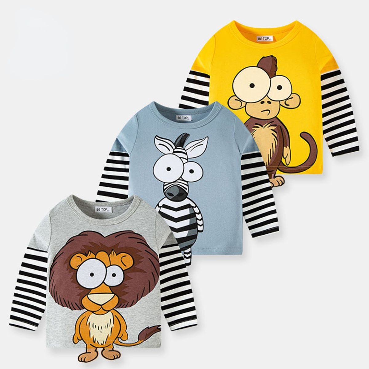 Striped Sleeve 3D Cartoon T-shirt