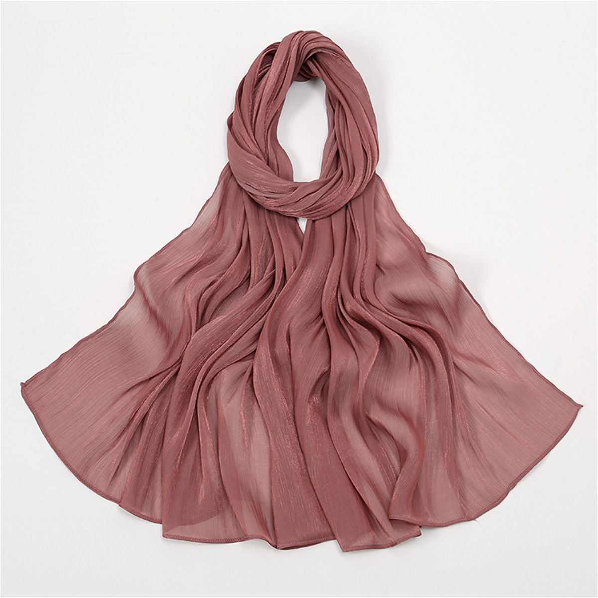 Women&#39;s solid color simple style breathable bright silk chiffon scarf