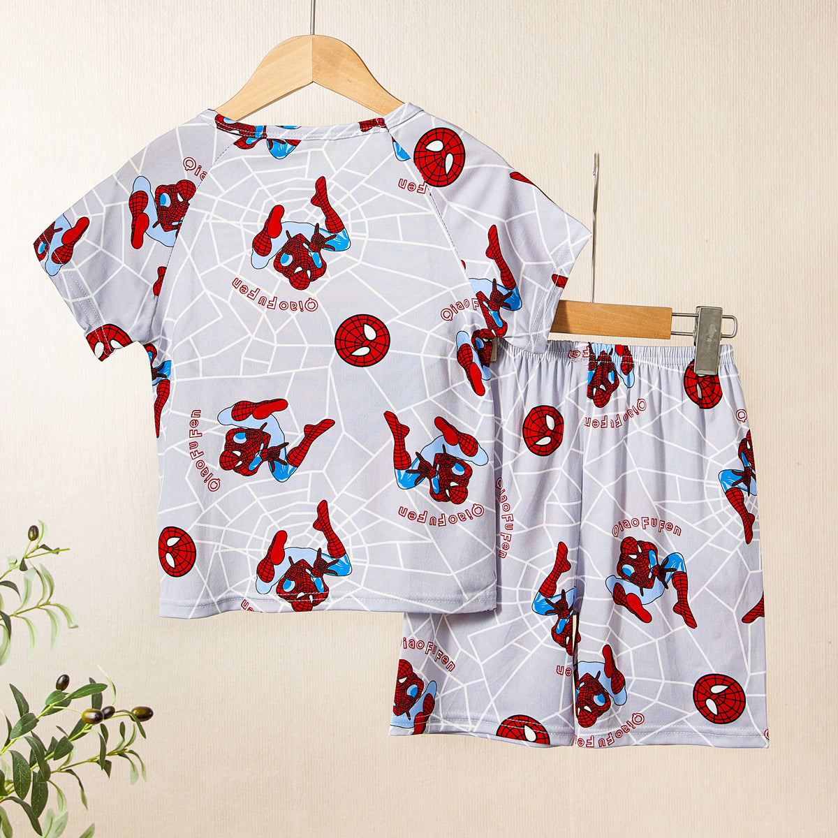 Boys' Soft Breathable Short-sleeved Home Clothes Set Spider-Man Suit