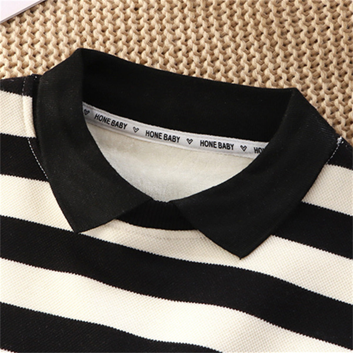 New autumn and winter boys' lapel polo shirt striped sweatshirt