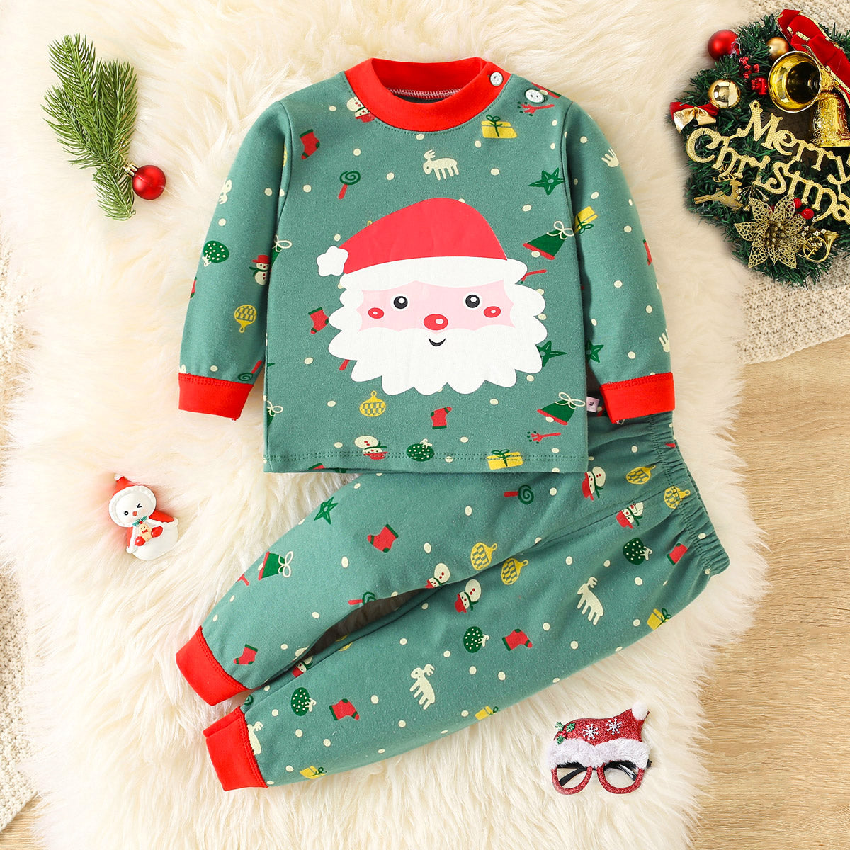 Boys Cute Christmas Home Clothes Pajamas Set