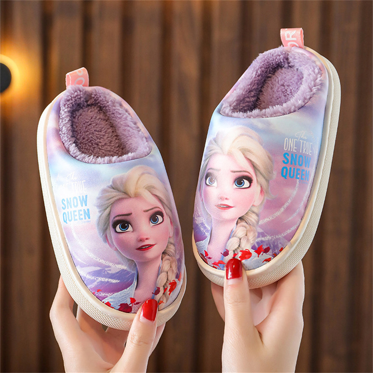 Sweet style warm waterproof cotton slippers for girls and kids