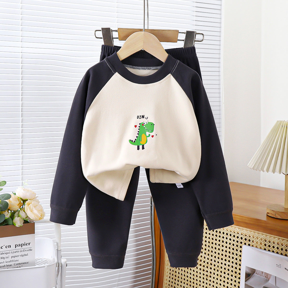 Boys baby underwear suit German velvet thick warm home clothes